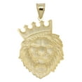 thumbnail image 2 of Diamond-Cut Roaring Lion Head Crown Pendant Unisex Adult 10K Yellow Gold, 10.67 Gr - GOLDUM NYC, 2 of 3