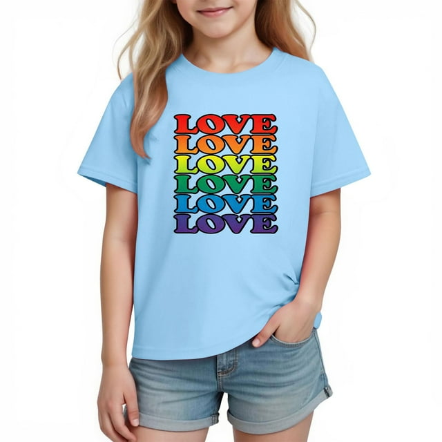 Blusas y camisas de manga corta con cuello redondo para niños y niñas, camisetas gráficas de manga corta, blusas con estampados bonitos para la temporada escolar.