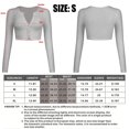 thumbnail image 3 of Cárdigan de punto de manga larga con cuello en V y botones para mujer, para vestir con jeans, gris, 3 of 6