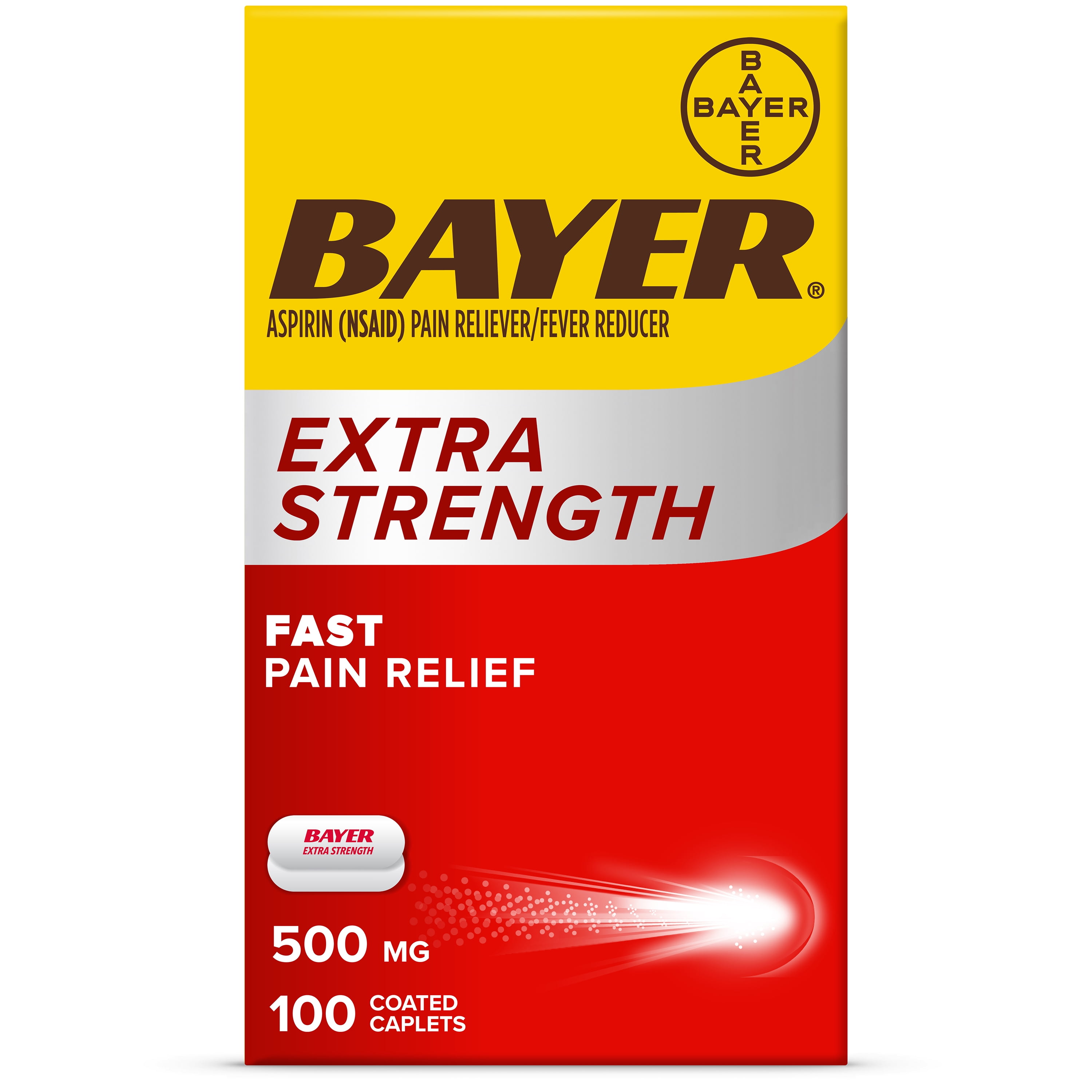 Bayer Extra Strength Aspirin Caplets, 500 mg, 100 Count