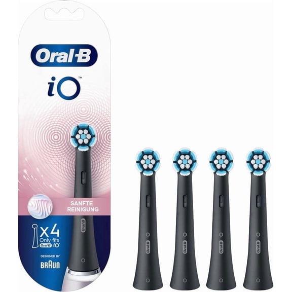 iO Gentle Cleaning Replacement Heads for Oral B Electric Handle, Black, 4 Count - (Work with iO Series Handles Only)