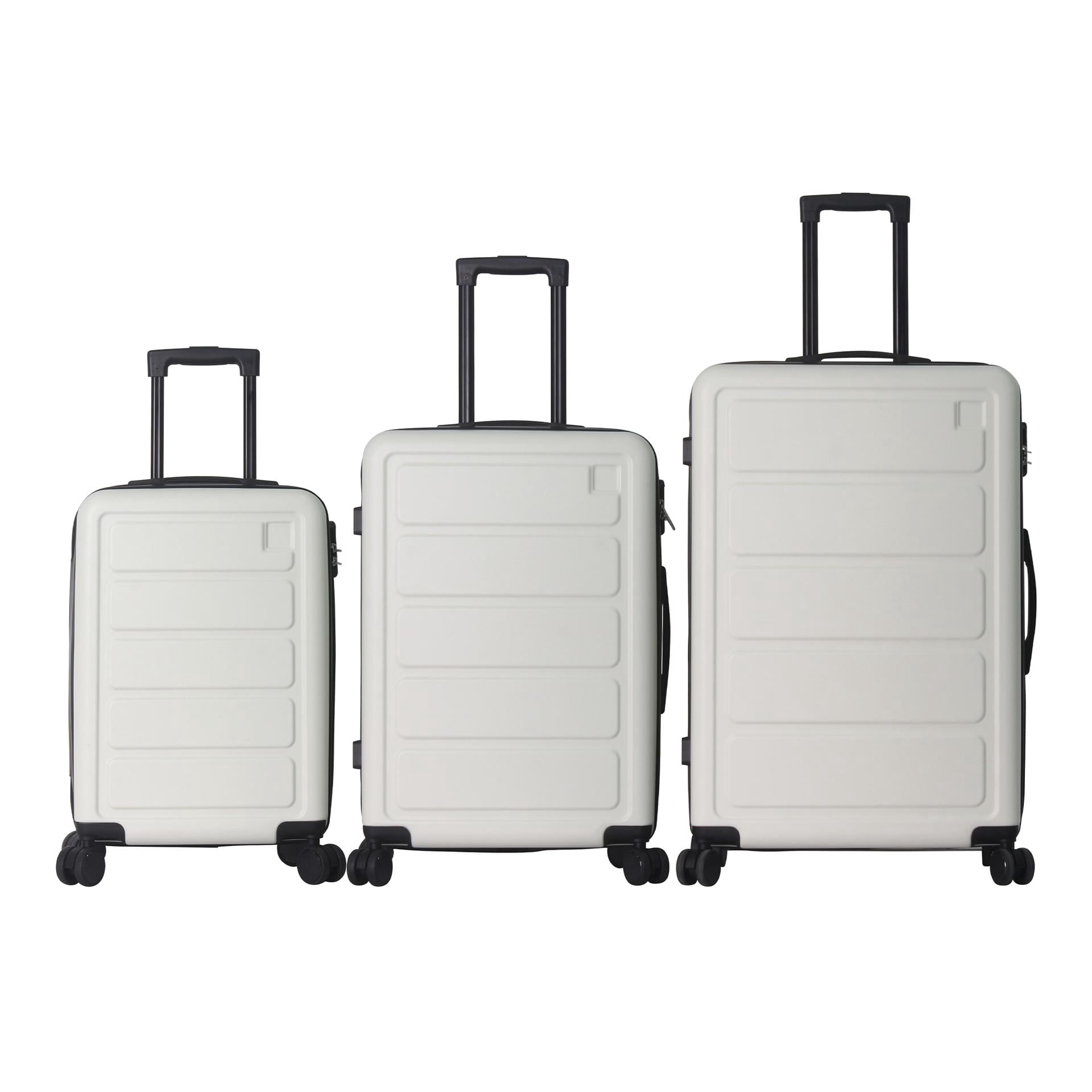 3-Piece ABS Hardshell Luggage Set, Lightweight Durable Suitcases with 4 Silent Spinner Wheels and Combination Lock, 20/24/28 Inch, White
