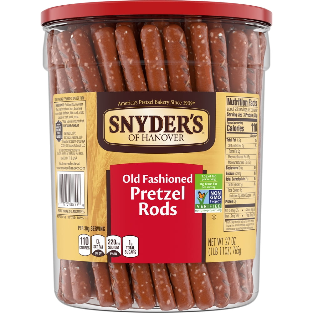 Snyder's Pretzel Rods, Old Fashioned, 27 Ounce Canister