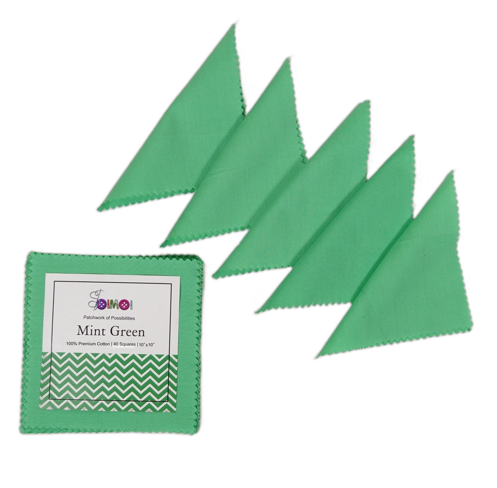 Soimoi 40 Pcs 10 x 10 inches Solid Quilting Fabric Bundles Precut, DIY Cotton Fabric Squares, Solid Layer Cakes Patchwork Materials for Crafts, Charm Squares for Quilts, Sewing - Mint Green