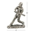 thumbnail image 4 of 12" x 16" Silver Polystone Baseball Player Sculpture, by DecMode, 4 of 11