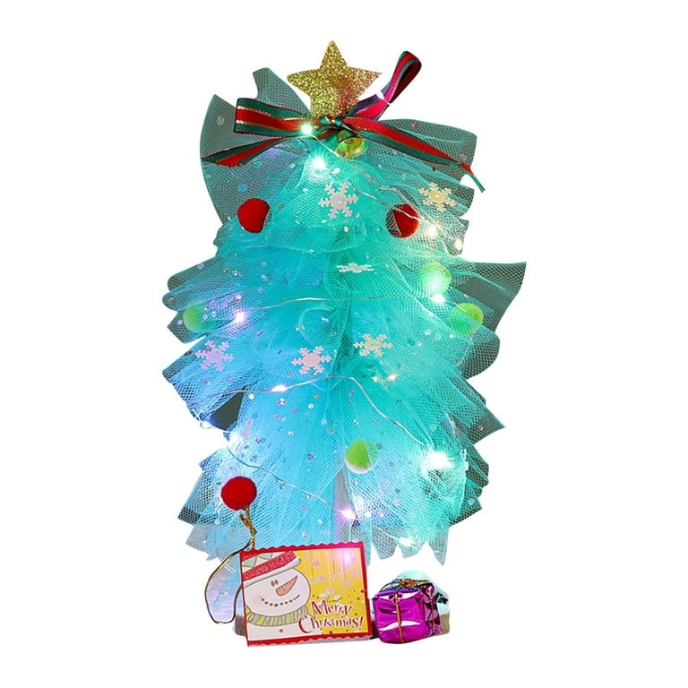 Dezsed Christmas Decorations Clearance Mesh DIY Christmas Tree Decoration Puzzle Toy Gift Cute Luminous Christmas Material Bag Green, Size: 18.6