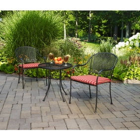 red wrought iron bistro set