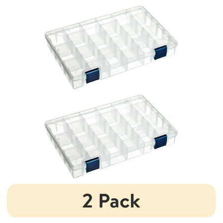 (2 pack) Frabill ProLatch Adjustable 1-Level Fishing Tackle Box with 6 Trays 21 Compartments