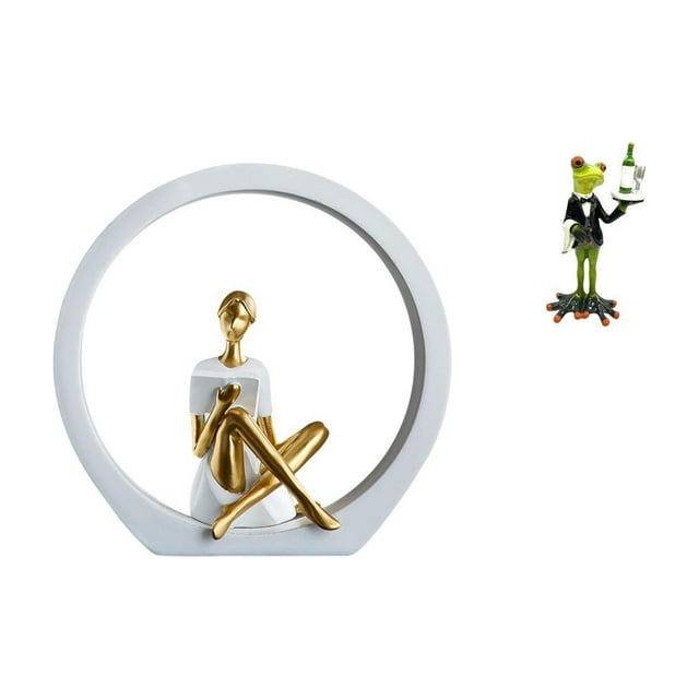 Estatua de niña,Estatuas de mujeres y niñas,figuritas decorativas elegantes,Escultura de arte abstracto,regalo creativo y moderno para el hogar.,Figura de escritorio,Estatua de rana