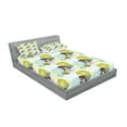 thumbnail image 2 of Ambesonne Floral Fitted Sheet & Pillow Sham Set, Pastel Wildflower Leaves, Queen, Yellow Green Pale Blue, 2 of 2