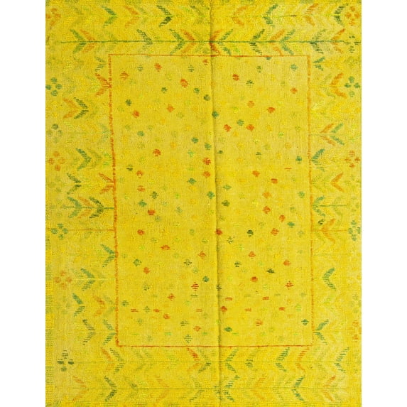 Ahgly Company Indoor Rectangle Abstract Deep Yellow Abstract Area Rugs, 5' x 7'