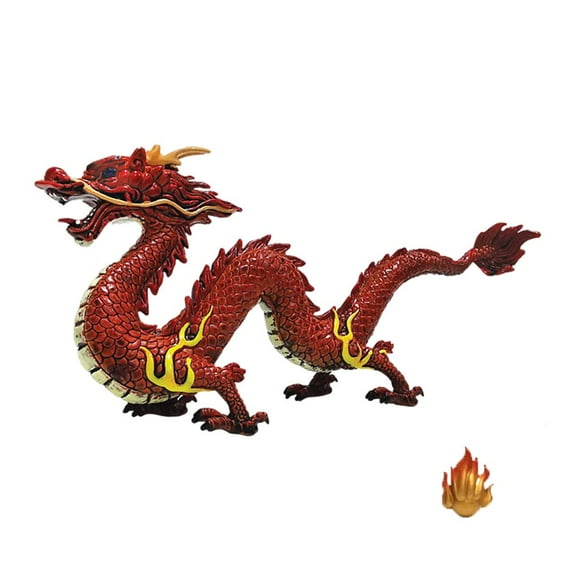 Yinanstore Figurine en Plastique Dragon Chinois Jouet Modèle Animal Animal Animal Mythique Oriental Jouets Éducatifs Statue de Dragon, Rouge