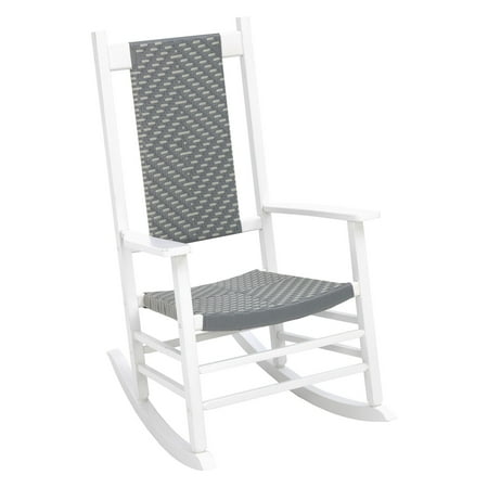 Jack Post Knoll Wood Rocker with Wicker in White-Gray