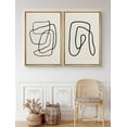 thumbnail image 3 of IDEA4WALL Framed Wall Art Print Set Black Lines Over Tan Plain Background Abstract Swirly Cozy Neutral Modern Art Expressive for Living Room, Bedroom, Office - 24"x36"x2 Natural, 3 of 5