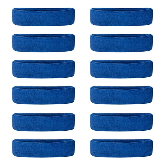 Simyoung Sweat Headband Premium Cotton Stretchy Headbands Sweatbands Exercise Fitness Headbands for Workout Gym Yoga - 12Pack, Blue