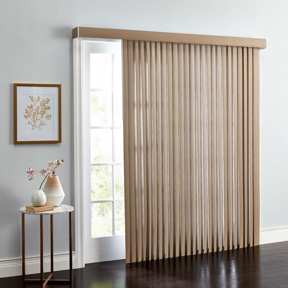 BrylaneHome Embossed Vertical Blinds 3.5 Inch Slats Window Privacy Reversible 78I W 84I L