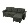 thumbnail image 2 of Benjara Elliot 84 Inch Sleeper Sectional Sofa with Storage Chaise, Dark Gray Fabric-Color:Dark Gray,Material:Linen, 2 of 8