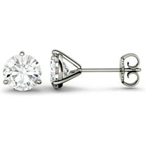 Charles & Colvard 14K White Gold Moissanite 6.5mm Round Stud Earrings 2.00cttw DEW