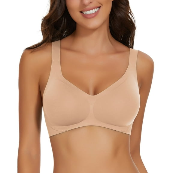 Cassie Liz Smoothing Wireless Bras for Women Comfort Seamless Bra Full Coverage Push Up Bra Adjustable Padded Bra