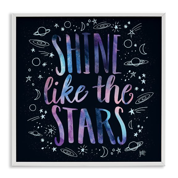 Stupell Industries Bohemian Shine Like Stars Phrase Cosmic Typography Constellation Sketch White Framed Giclee Art, 12 x 12, by Jackie Quigley