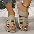 thumbnail image 4 of Viluyesy Women's Wedge Sandals, Slip-On Open Toe Soft Sole Summer Casual Breathable Comfortable Shoes Khaki, 4 of 7