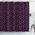 thumbnail image 1 of Cherry Blossom Shower Curtain, Spring Night Sakura Yozakura Pattern on Nocturnal Background, Fabric Bathroom Set with Hooks, 69W X 84L Inches Extra Long, Dark Purple Pink and Teal, by Ambesonne, 1 of 3