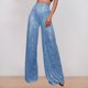 thumbnail image 2 of WILLBEST Pantalones Casuales elegantes para Mujer, de Moda, con Lentejuelas, Cintura Alta, Pierna Ancha, Acampanados, con Lentejuelas Brillantes, Ropa de Discoteca para Mujer. Extra Grande, 2 of 6