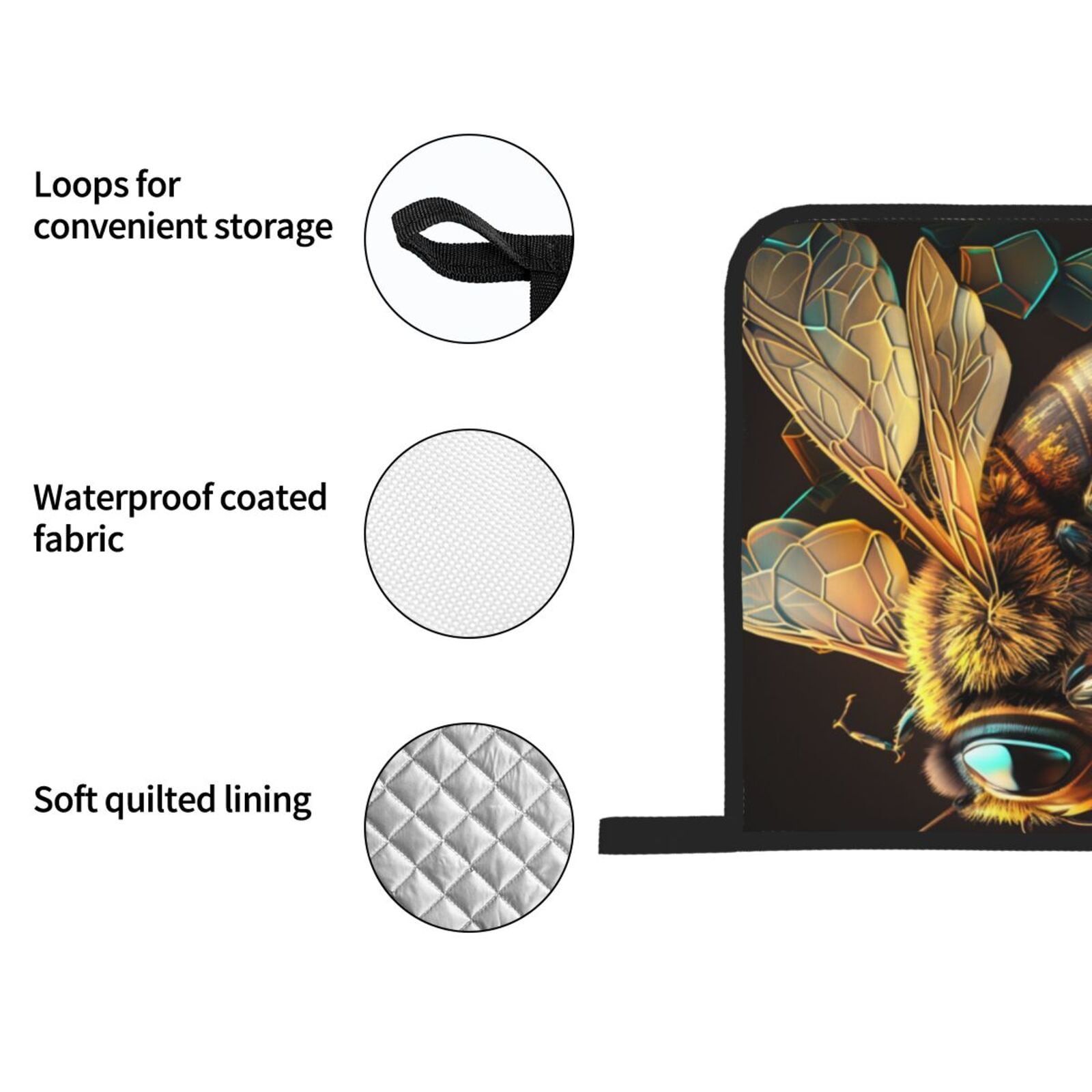 Bee Honey Honeybee Cool 4Pcs Oven Mitts and Pot Holders Sets Oven Kitchen Gloves Hot Pads for Cooking BBQ Baking Grilling