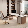 thumbnail image 4 of Luxury Study Office Desk Wooden Reception Standing Corner Writing Office Desk Modern Escritorios De Oficina Office Furniture My Lux Decor Round, 4 of 12