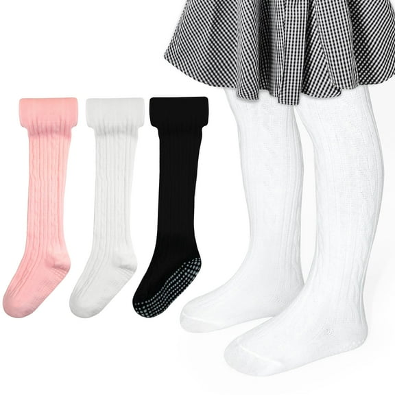 ELUTONG Toddler Girl Tights, 3 Pack Non Slip Baby Tights for 6 months-6 years