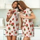 thumbnail image 4 of Fotbe Strawberry Floral Bata de Dormir para Mujer con Estampado, Camisón de Algodón de Manga Corta, Ropa de Dormir Casual, 4 of 6