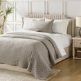 thumbnail image 3 of 2 Pcs Elegant Solid Color Quilt Set with Envelope Pillowcases, Soft and Lightweight, Twin, Taupe, 3 of 9