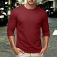 thumbnail image 7 of Mifsaly Cotton Tshirts for Men 3/4 Sleeve Casual Crewneck Tops Soft Breathable Regular Fit Layering Everyday Lounge Pullover Wine,S, 7 of 7