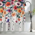 thumbnail image 2 of Purple Orange Flowers Fabric Shower Curtain Green Leaf Washable Shower Curtains for Bathroom, Waterproof Bath Curtain with Hooks Home Decor 72x84in, 2 of 8