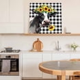 thumbnail image 6 of Farm Cow Framed Canvas Wall Art, Sunflower Black Plaid Watercolor Country Style Wall Art Painting for Living Room Bedroom Home Decor, 24”x24”, Office Artwork Print, 6 of 9