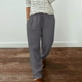 thumbnail image 6 of Guluxicc Pants for Women Cotton Linen Pants with Pockets Casual Loose Drawstring Elastic Waist Trousers, Gray, L, 6 of 8