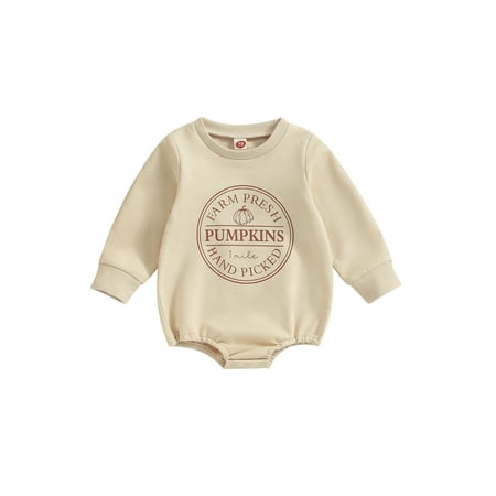 

IZhansean Newborn Baby Girl Boy Halloween Romper Long Sleeve Crew Neck Letter Cobweb Print Bodysuit Fall Clothes Khaki B 0-3 Months