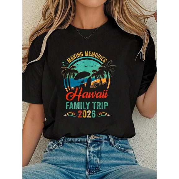 Hawaii Family Vacation 2026 Beach Trip Family Matching T-Shirt Vacation Outfits Women