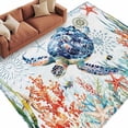 thumbnail image 2 of Sea Turtle Coastal Area Rug 6x9 FT, Non Slip Living Room Throw Carpet, Summer Beach Coral Ocean Nautical Washable Soft Large Floor Carpet Non-Shedding Rug for Bedroom Dining Room Play Room, 2 of 9