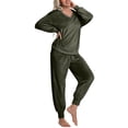 thumbnail image 5 of DAKIMOE Womens Pajamas Sets Velvet Long Sleeve Pjs Soft Lounge Set 2 Piece Velour Loungewear with Pockets Nightwear Sleepwear for Women S-XXL, 5 of 9