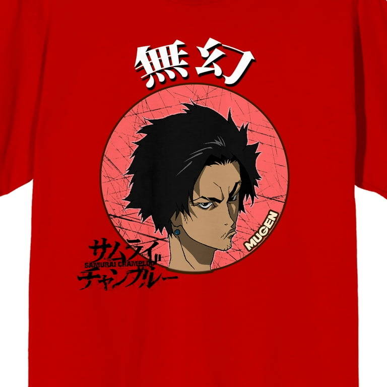 Samurai Champloo Mugen Head In Circle Men's Red T-Shirt-3XL