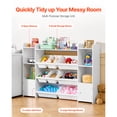 thumbnail image 3 of KFFKFF Kids Toy Storage and Bookshelf, 4-Tier Organizer with 8 Removable Plastic Bins, Children's Cubby Cabinet with Shelf for Study Rooms, Bedrooms, Playrooms, Classrooms, and Nurseries, White, 3 of 9