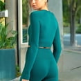 thumbnail image 4 of Women's Long Sleeved Seamless Fitness Yoga Top- Medium, Dark Green, 4 of 6