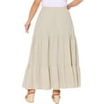 thumbnail image 4 of DARING DIVA Women's Plus Swing Maxi Elastic High Waist Boho Flowy Skirts 3X Beige, 4 of 6