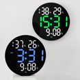 thumbnail image 4 of QualitChoice Horloge Murale ABS Télécommande de Remplacement Ronde à Piles Horloges LED Numériques Alarmes Compteur d'Humidité Vert, 4 of 6