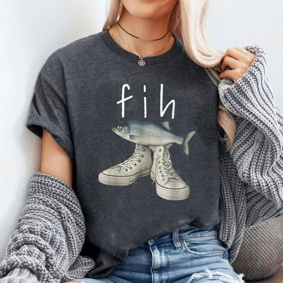 Fih Shoes Fish Funny Misspelled Fish Meme Fih Calling Humor T-Shirt Unisex, Sizes S-5XL, Tbun