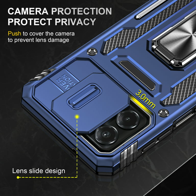 Military Grade Camera Privacy Cover Hybrid Case with Kickstand for