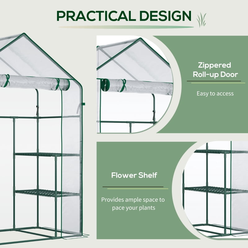 Alvantor Clear 5'x2.5'x6.5' Walk-in Greenhouse with 3-Tier Shelves