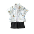 thumbnail image 7 of Ultrave Boys Beach Outfit Button Up Short Sleeve Shirt Solid Casual Shorts 2-Piece Sets Summer Holiday Sets, 7 of 7