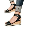 thumbnail image 2 of dmqupv Closed Toe Sandals Women Womens Platform Espadrilles Ankle Strap Buckle Open Toe Rubber Wedge Sandals, 2 of 5